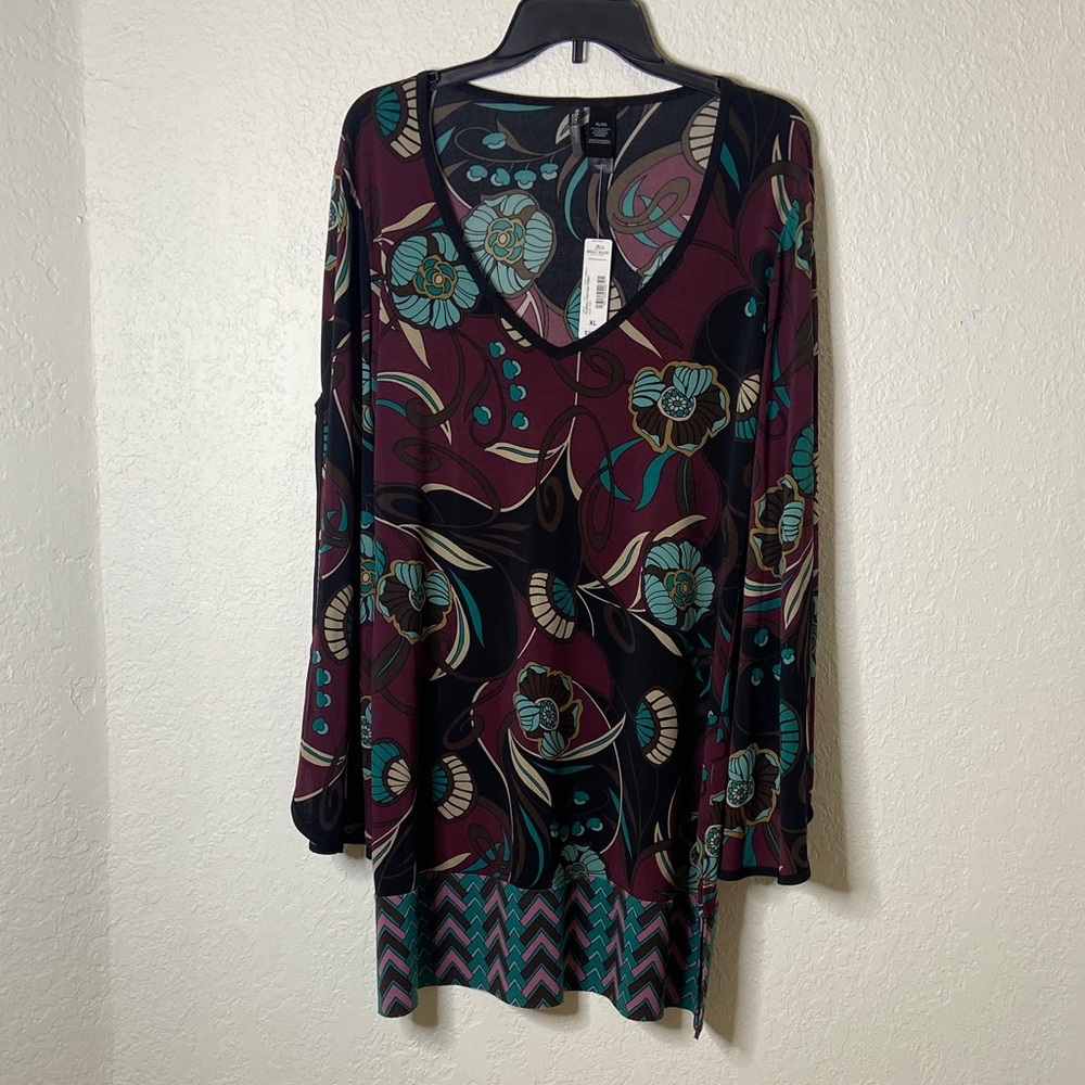 Bisou Bisou Multicolor Floral Long Sleeve Dress
